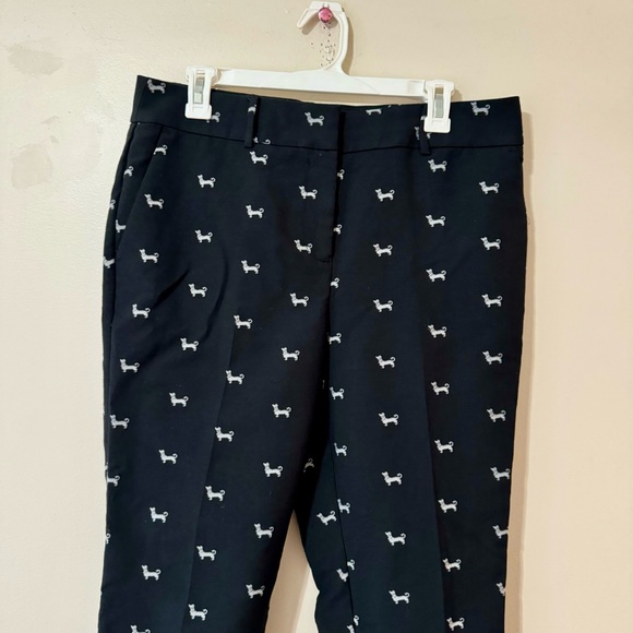 LOFT Marisa Slacks Trousers Dachshund Dog Print Pants Size 8 - Picture 3 of 6